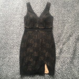 A black lace dress